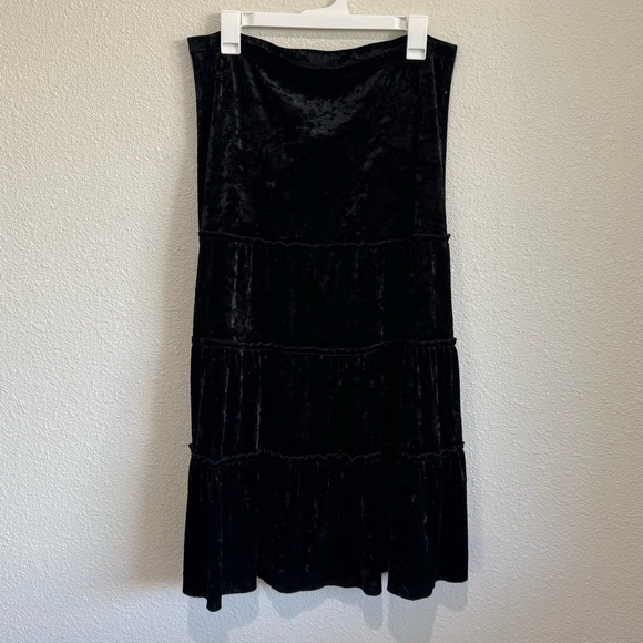VTG Suzie in the City Womens Small Tiered Black Velour Skirt Whimisgoth Grunge - Picture 1 of 7